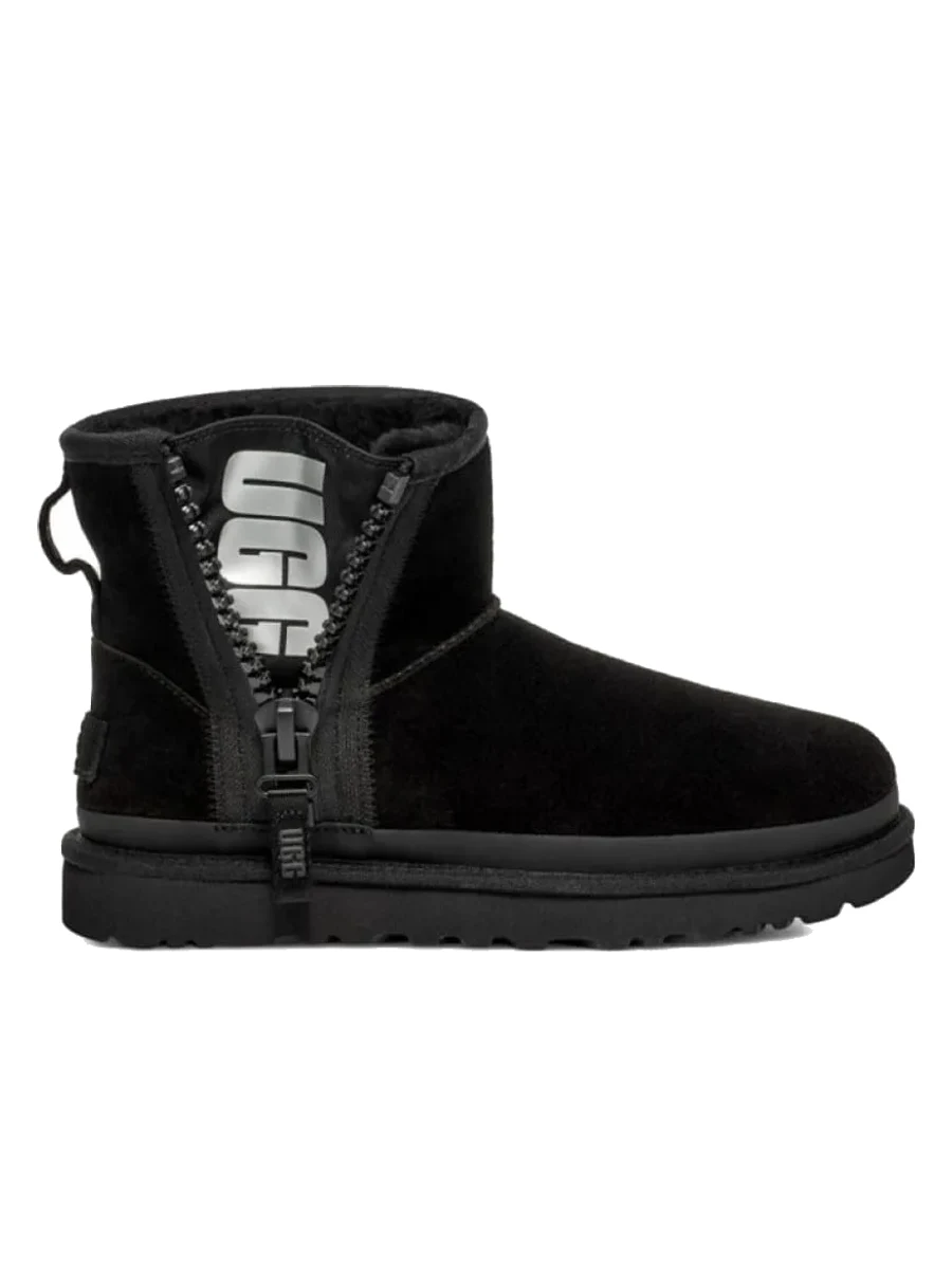 UGG Classic Mini Zipper Tape Logo Boot Black